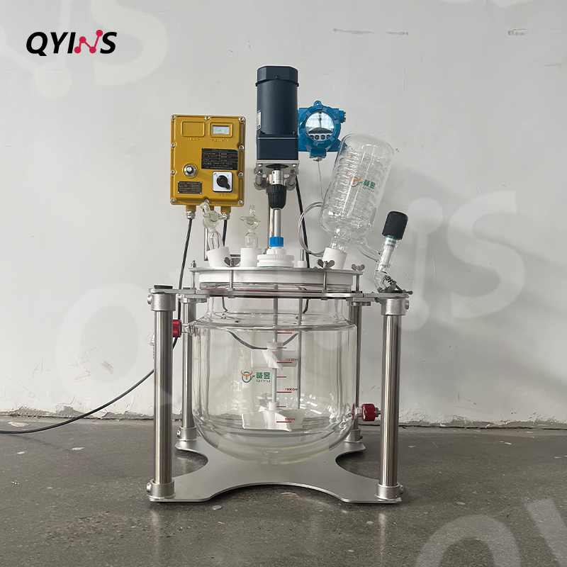 桌面型四氟釜盖双层玻璃反应釜10L、20L、30L